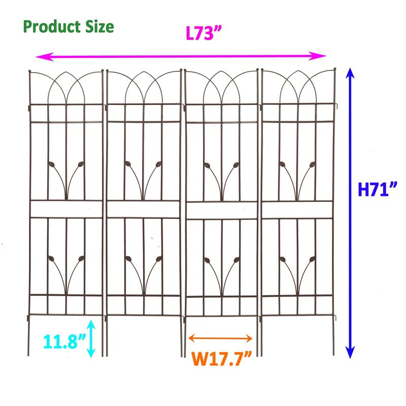 4 Pack Metal Garden Trellis Rustproof Trellis for Climbing Plants Outdoor Flower Support Black