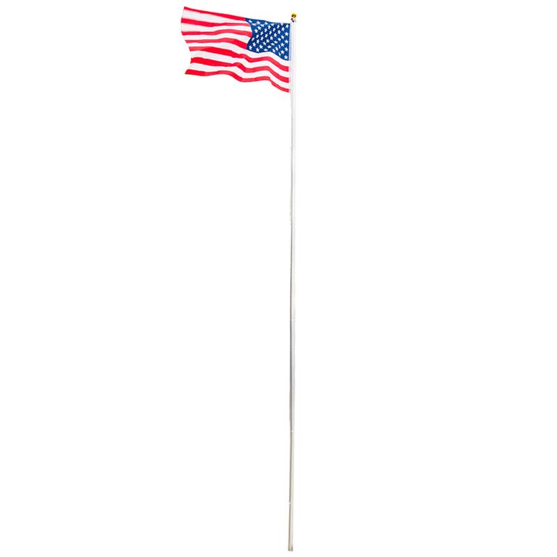 20ft Outdoor Sectional Halyard Pole US America Flag Flagpole Kit