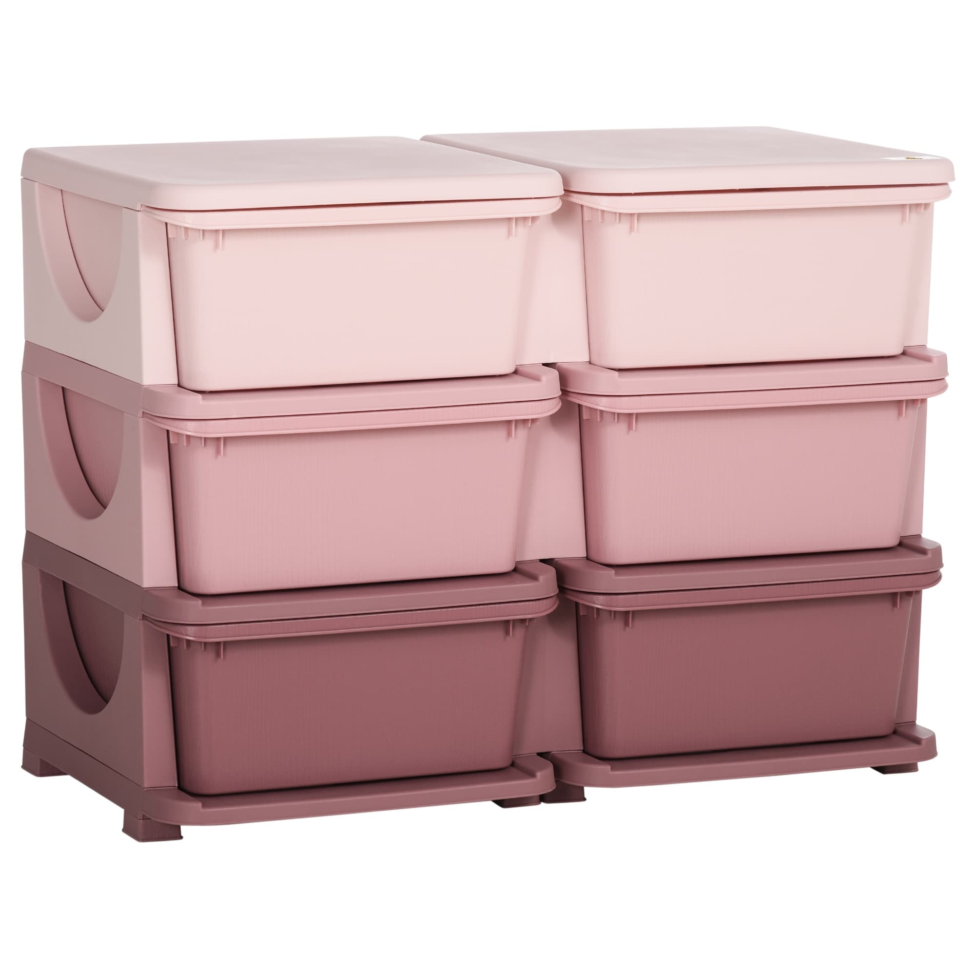 Qaba 3 Tier Kids Storage Unit 6 Drawer Chest Toy Organizer Plastic Bins for Kids Bedroom Nursery Kindergarten Living Room