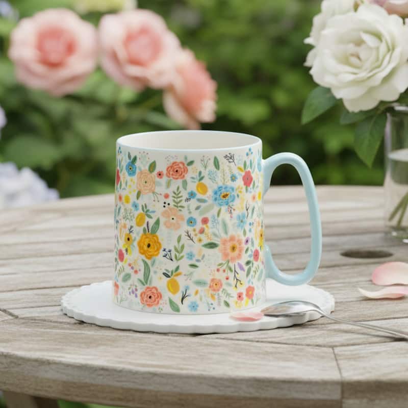 10 Strawberry Street Bella Flora Mugs, Set of 4