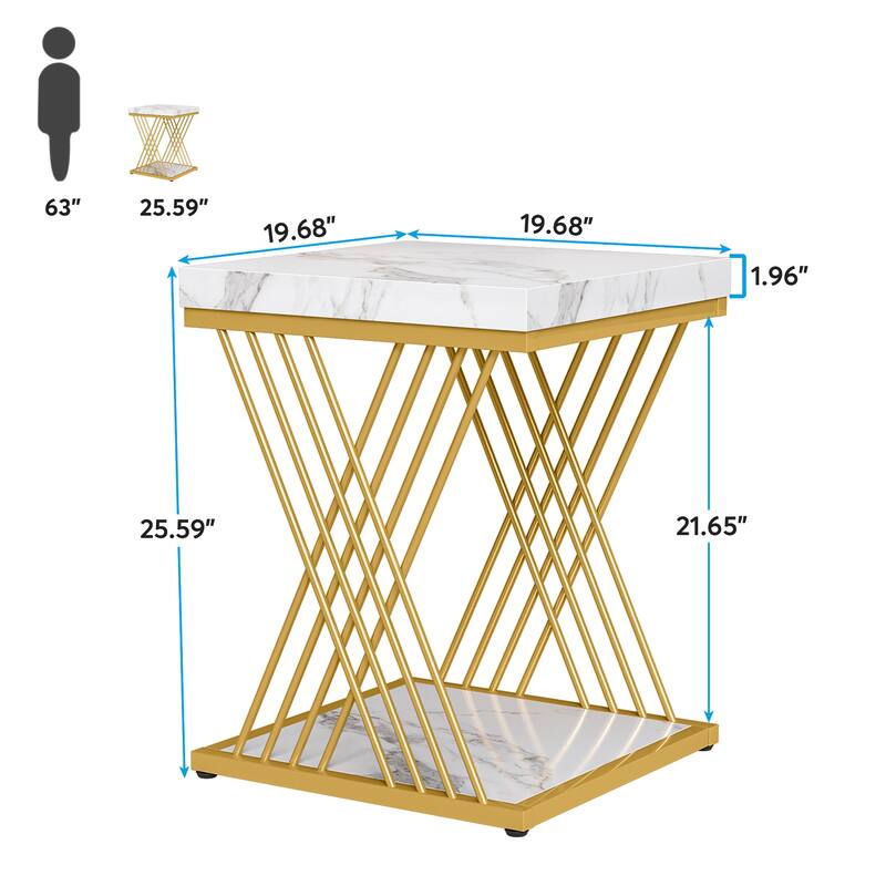 Square End Table,Mid-century Modern Bed Side Tables, Accent Table Living Room