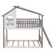 preview thumbnail 15 of 14, Twin over Twin Size Solid Wood Bunk Bed Wood Bed with Roof, Window, Ladder