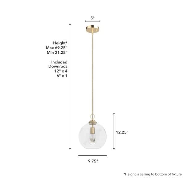 dimension image slide 0 of 2, Hunter High Oaks 10-inch 1-Light Pendant - Kitchen Island, Dining Room, Entry - Contemporary, Transitional