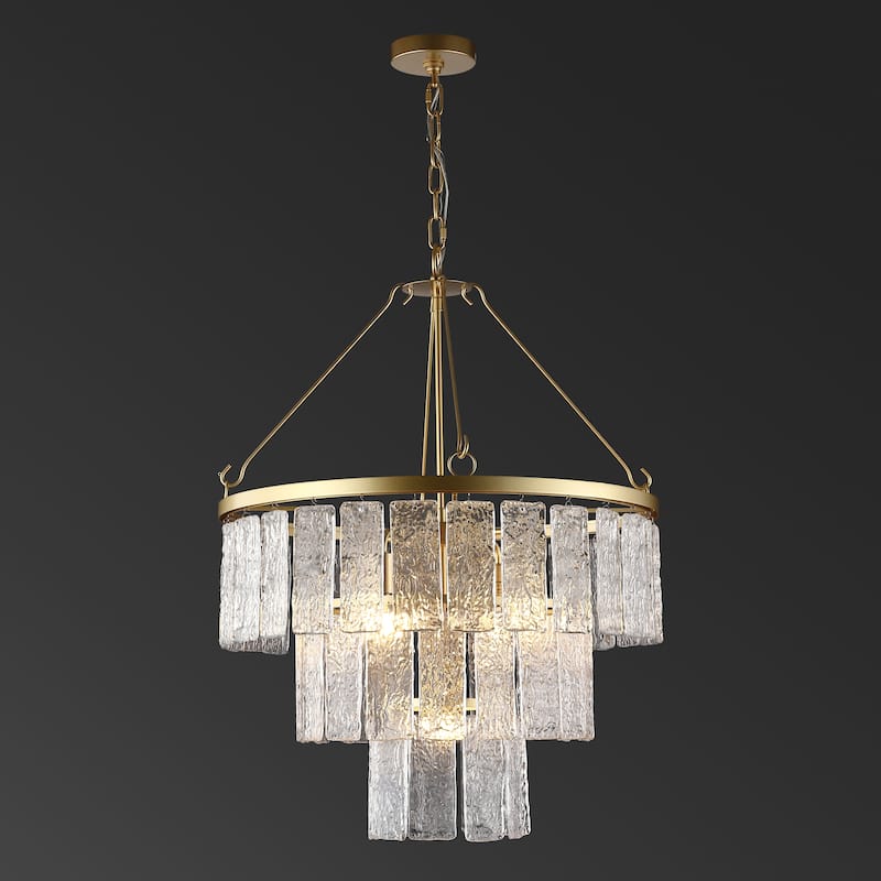 SAFAVIEH Couture Marjory Art Deco 3-Tier Pendant Chandelier - 23.75 IN W x 23.75 IN D x 34.5 / 82.5 IN H