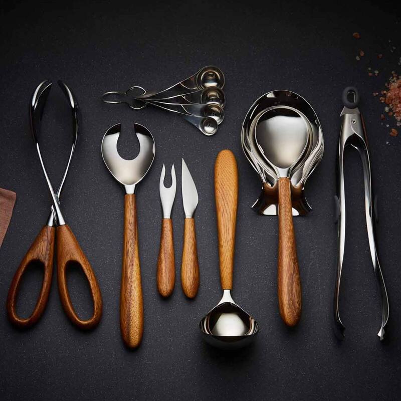 Nambe Curvo Salad Scissors - Brown