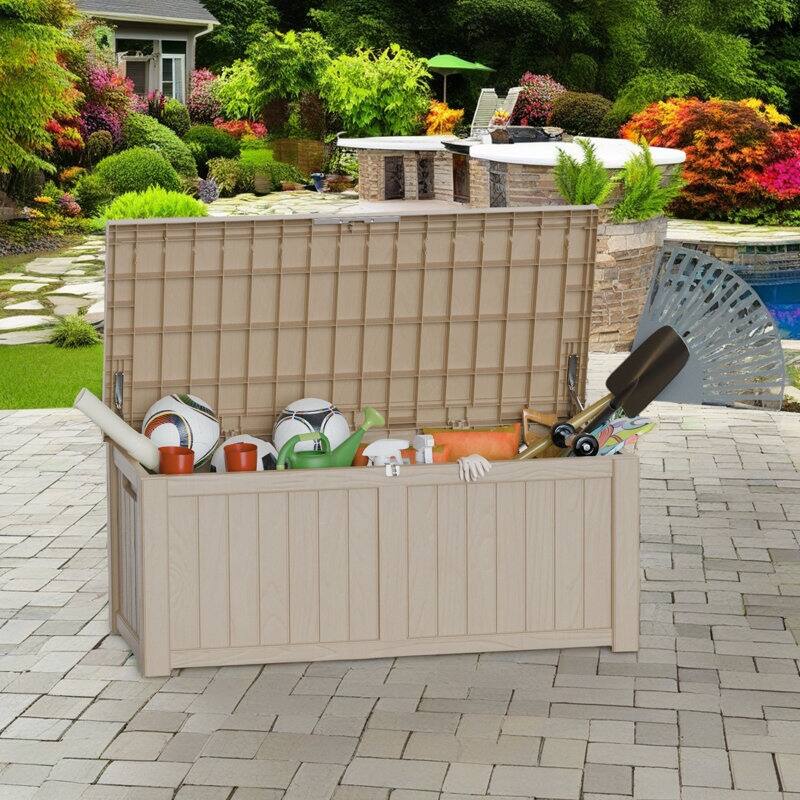 Outdoor Resin Deck Box Storage Shed for Garden,Patios,Backyards,Tools