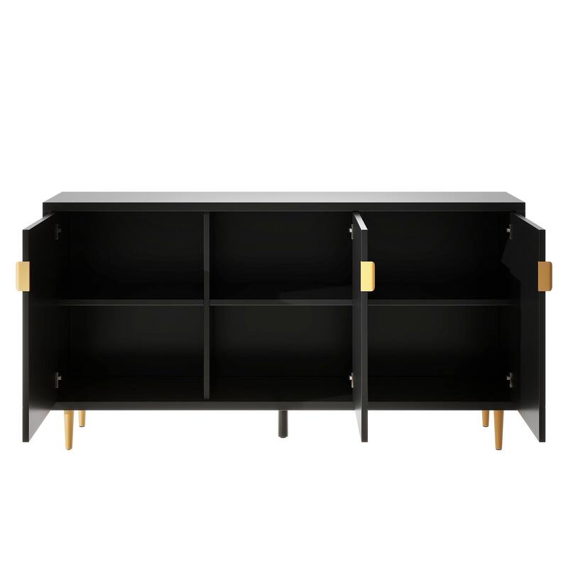 Scandinavian Style TV Stand with 3 Doors & Adjustable Shelves, Media Cabinet for Living Room