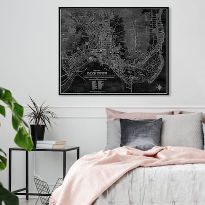 Oliver Gal 'Cape Town Map 1884' Maps and Flags Wall Art Canvas Print - Black, Gray