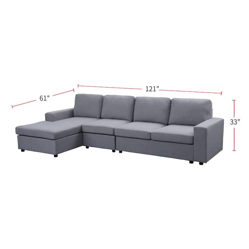 Linen Sofa with Reversible Chaise