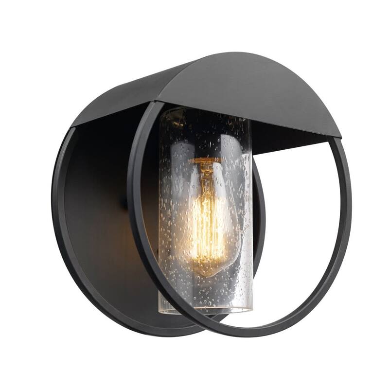 Bellevue GEWS99193 Chronos 9" Tall Outdoor Wall Sconce with Clear - Matte Black
