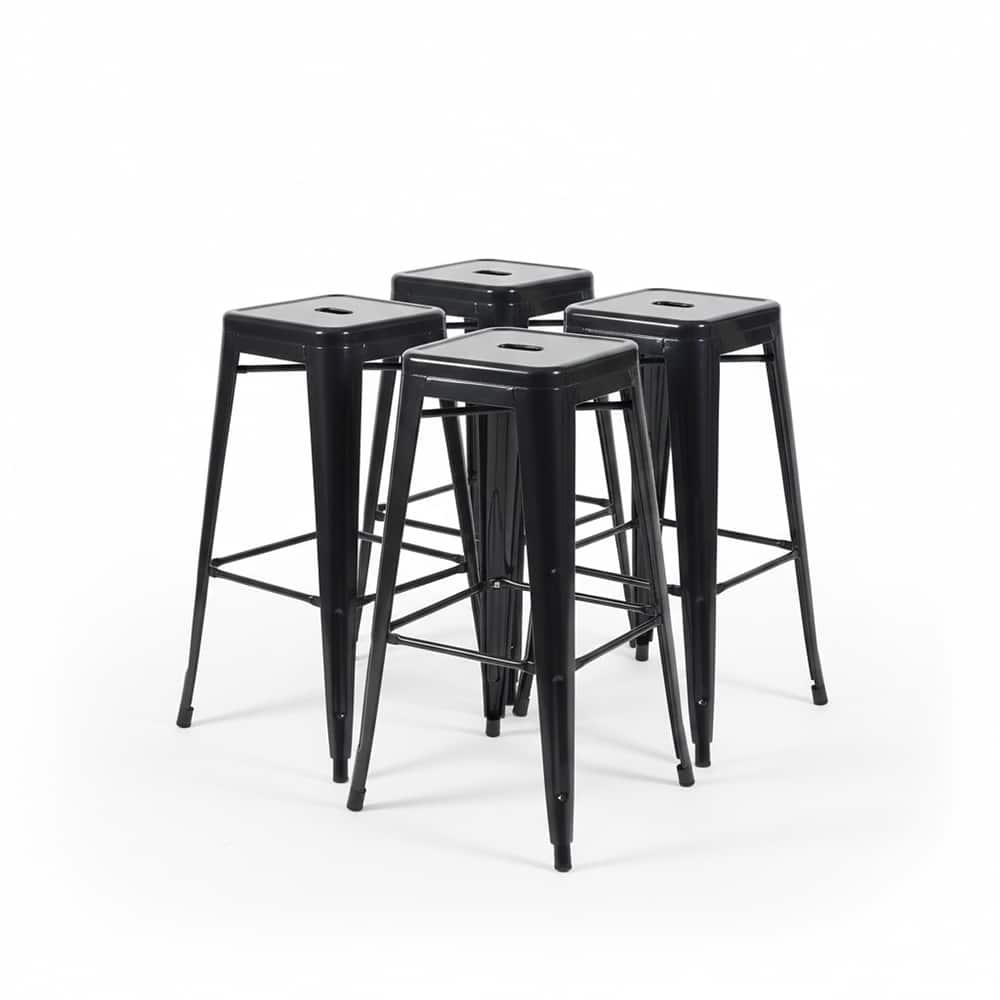 AC Pacific 30 Inch Industrial Stackable Metal BarStools Set of 4