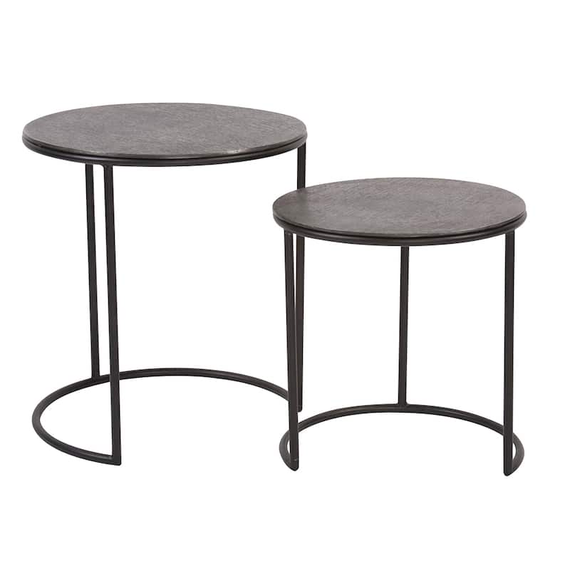 Allan Andrews Graphite Metal Round Nesting Table Set