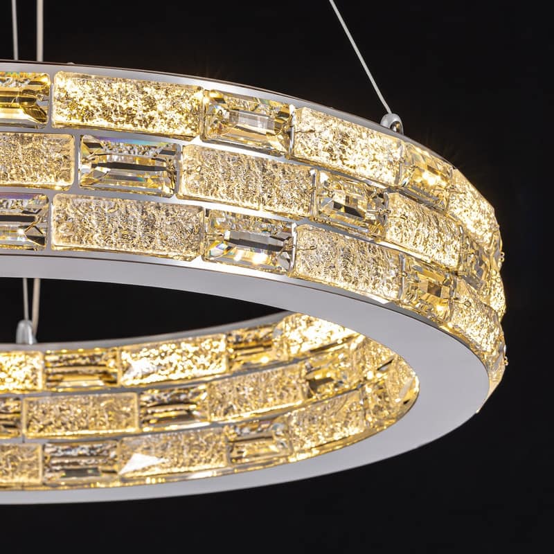 23.6 in. Modern Chrome Crystal Chandelier Luxury Pendant Light Adjustable Height for Dining Room