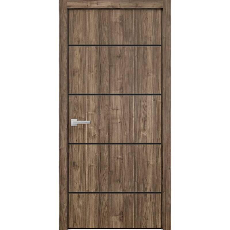 Solid French Door 18 x 80 Planum 0015 Walnut with| Bathroom - 36" x 80"