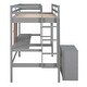 preview thumbnail 10 of 9, Twin Size Loft Bed with Desk and Writing Board, Pine Wooden Bed with Desk, Kid's Bed with 2 Drawers Cabinet, Grey