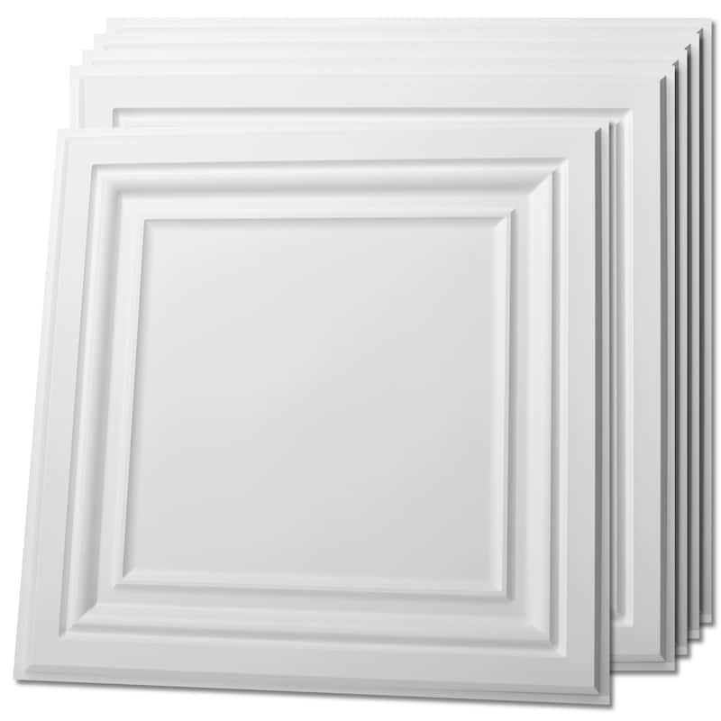 Art3d White PVC Ceiling Tiles, Wall Paneling 12 Pack 24"x24" Cover 48 Sq.Ft.