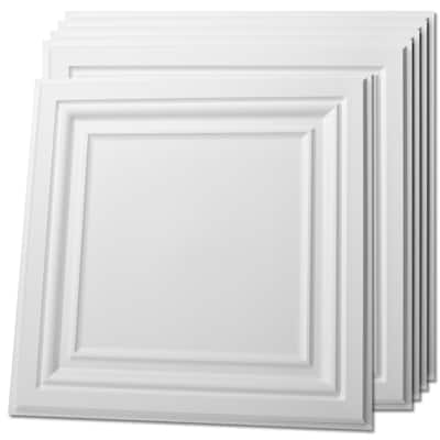 Art3d White PVC Ceiling Tiles, Wall Paneling 12 Pack 24"x24" Cover 48 Sq.Ft.