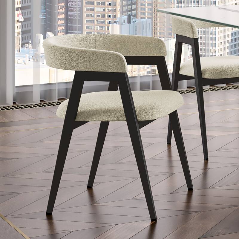 Amisco Caris Upholstered Dining Chair with Arms and Metal Legs