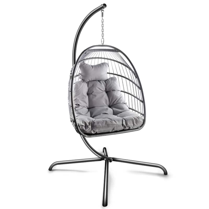 Outdoor Hanging Basket Egg Chair Swing with Stand Cushion