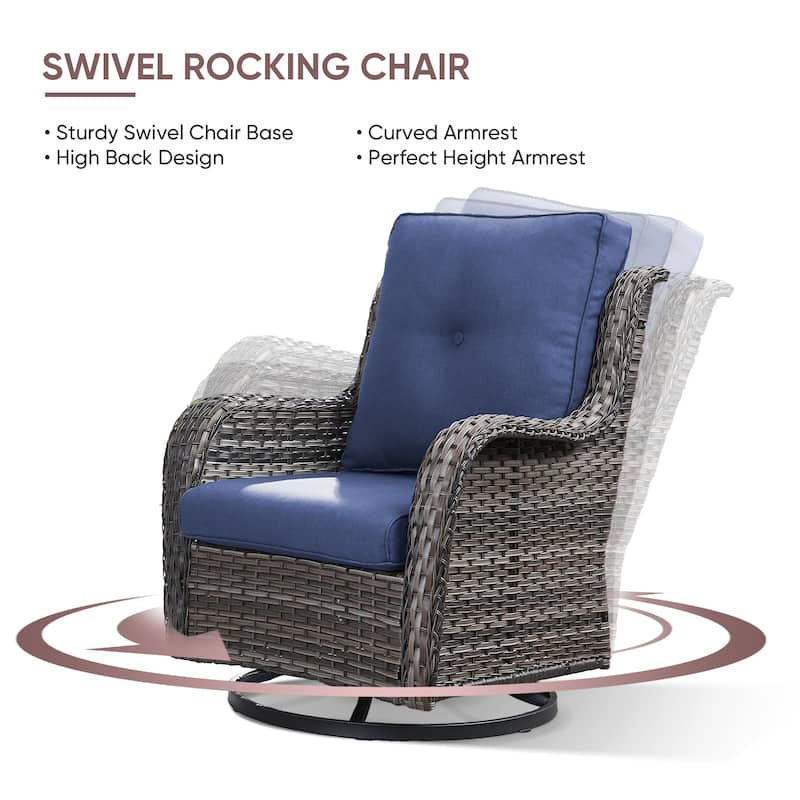 Gymojoy 4-Piece Patio Sofa with Swivel Glider Chair Set