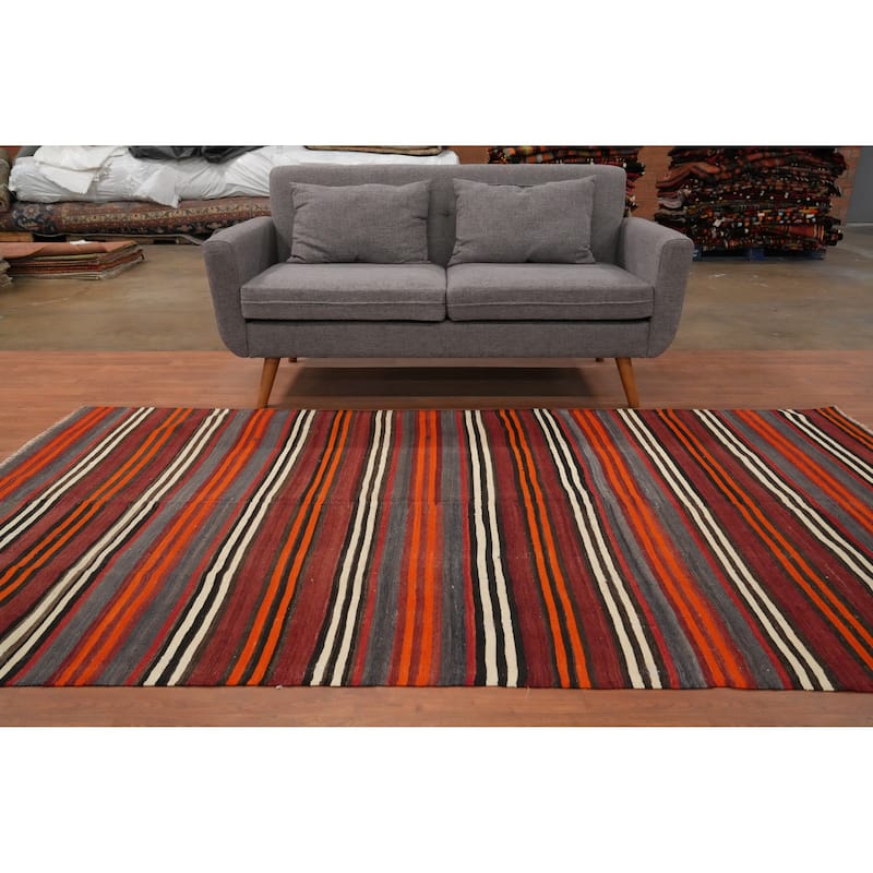 Hand Woven Oriental 100% Wool Carpet Southwestern Geometric Multi-Colored Kilim Area Rug - 9' 0'' X 4' 11''