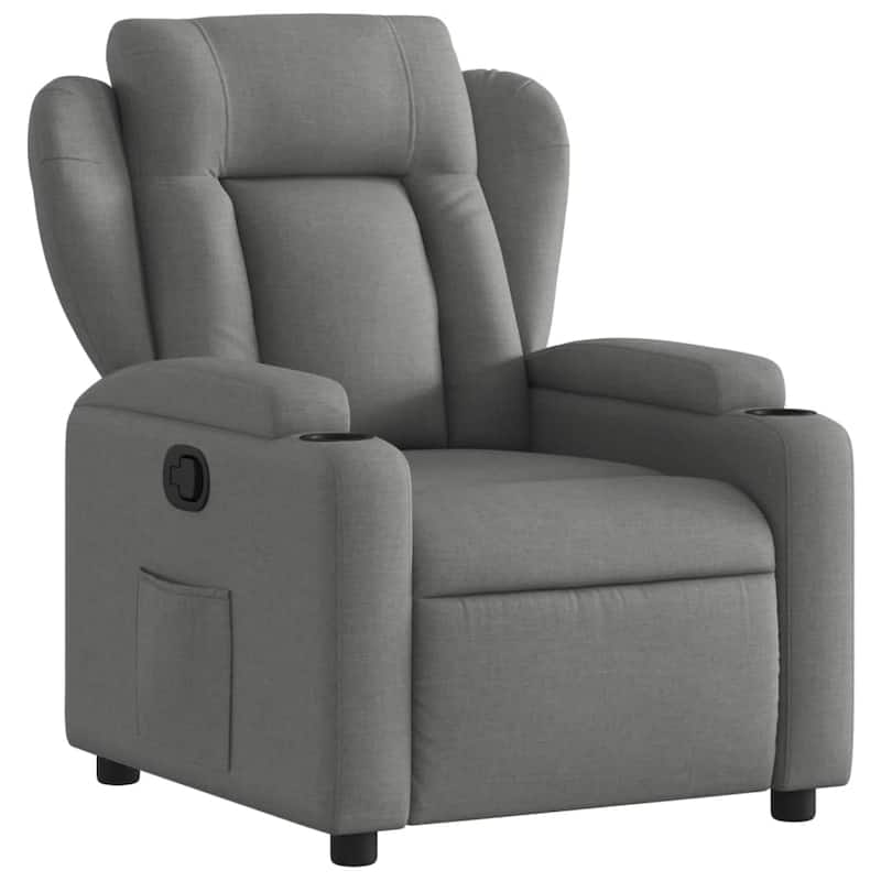 vidaXL Recliner Chair Dark Grey Polyester, Metal, Plywood Single - 37.2 x 30.3 x 39.4