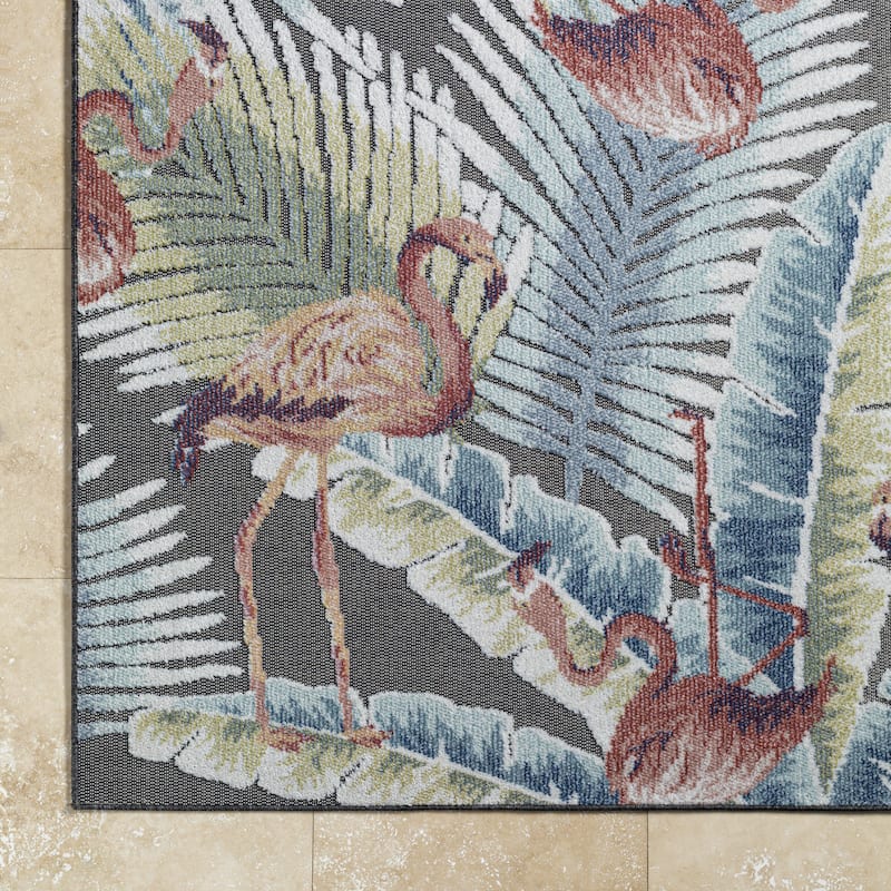 Livabliss Lakeside Tropical Floral Outdoor Area Rug
