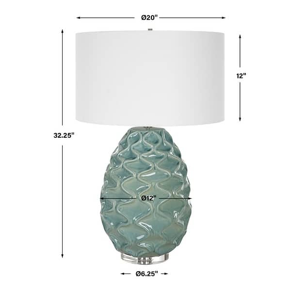 Uttermost Laced Up Sea Foam Glass Table Lamp - 20 W X 32.25 H X 20 D (in)