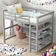 preview thumbnail 1 of 25, 2 Beds In 1 Twin Size Loft Bed With Two Built-in Desks for Home Grey