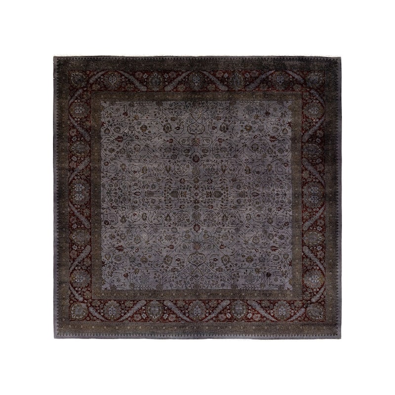 Overton Hand Knotted Wool Vintage Inspired Modern Contemporary Overdyed Gray Area Rug - 7' 10" x 8' 2"