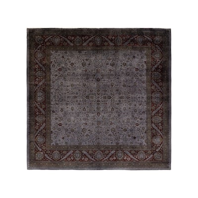 Overton Hand Knotted Wool Vintage Inspired Modern Contemporary Overdyed Gray Area Rug - 7' 10" x 8' 2"