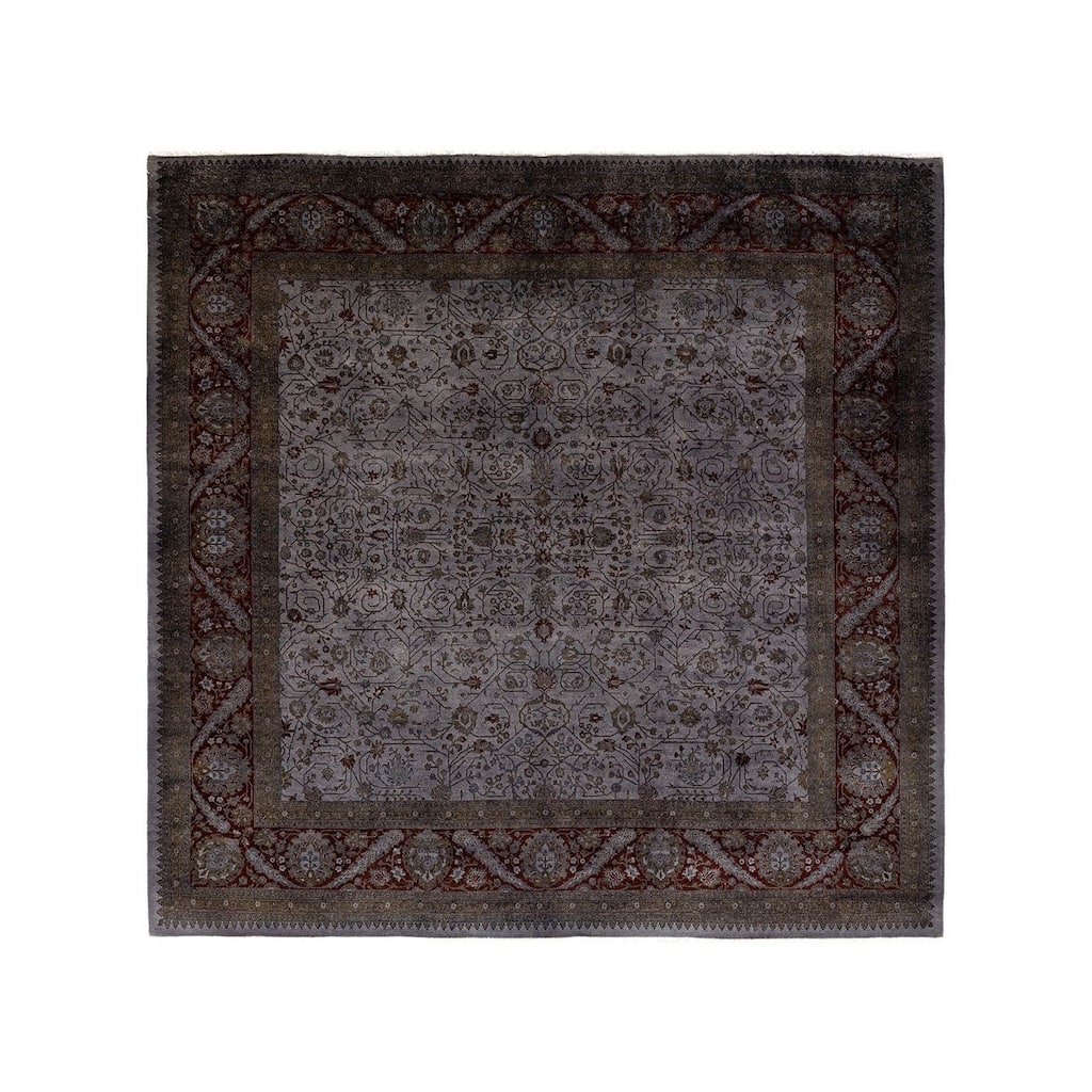 Overton Hand Knotted Wool Vintage Inspired Modern Contemporary Overdyed Gray Area Rug - 7' 10" x 8' 2"
