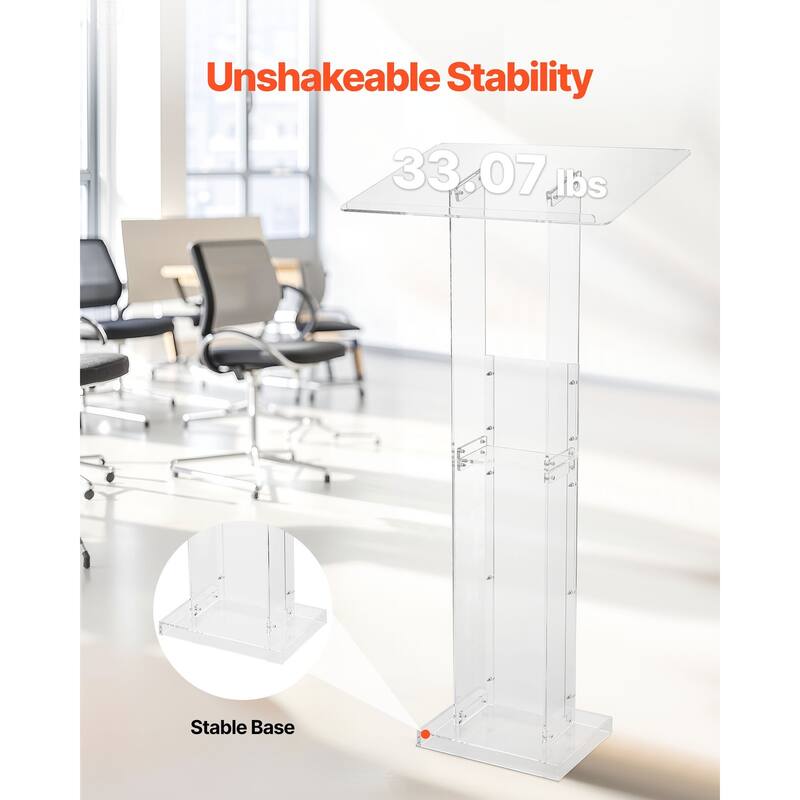 50-Inch Podium Stand with Storage Shelf and Book Stopper