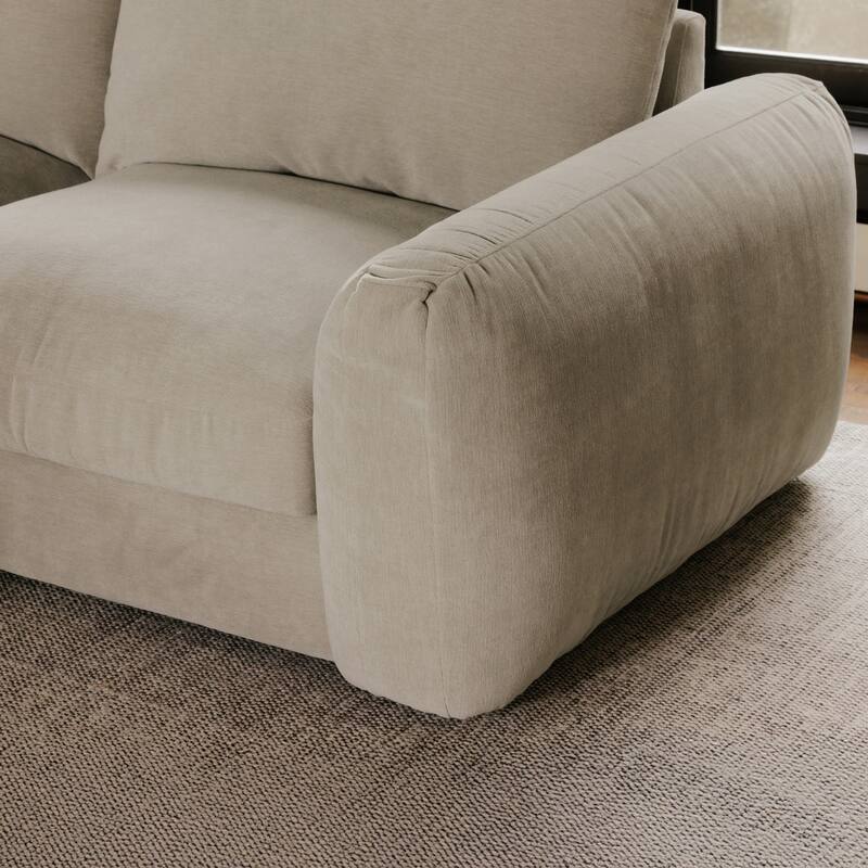 NADAAL STUDIOS Avelyn Left-Facing Sectional, Pillow-Soft Seating with Faux Feather Fill and Oat Fabric Upholstery