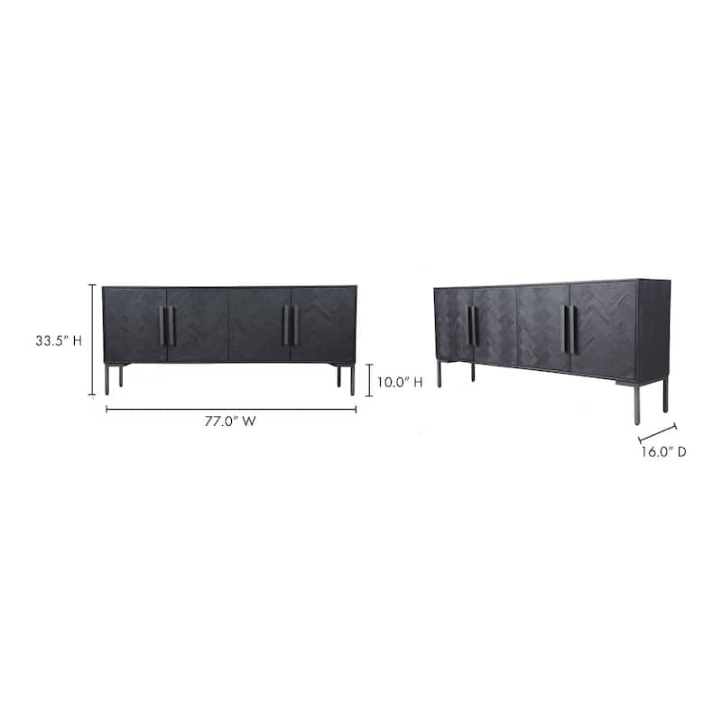 NADAAL STUDIOS Zanna, Four Doors Sideboard with Mango Wood - 77"W x16"D x33.5"H