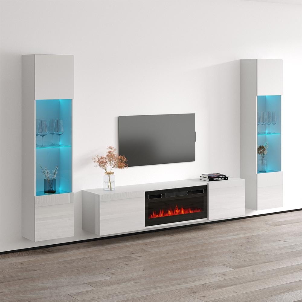 Floating fireplace sale entertainment center