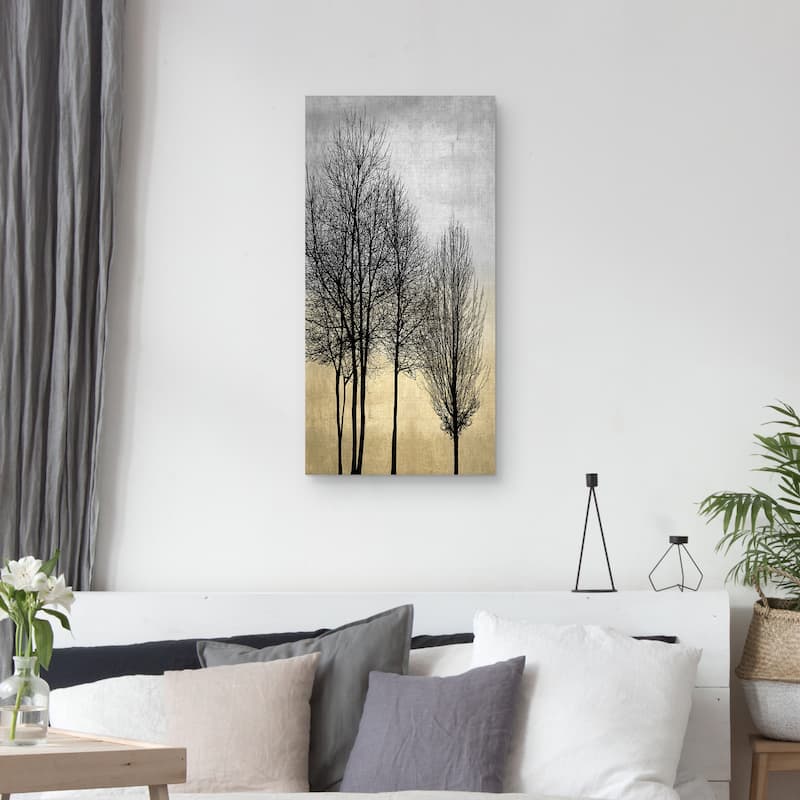 Trees on Silver & Gold I Canvas Art Print