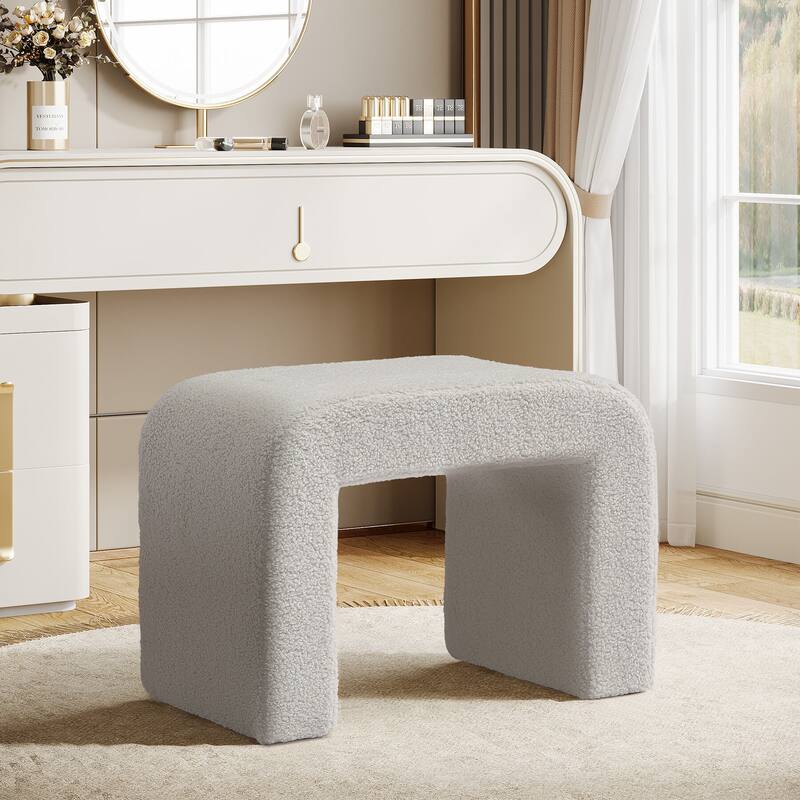 Modern Vanity Stool, Upholstered Ottoman, Extra Seat for Living Room