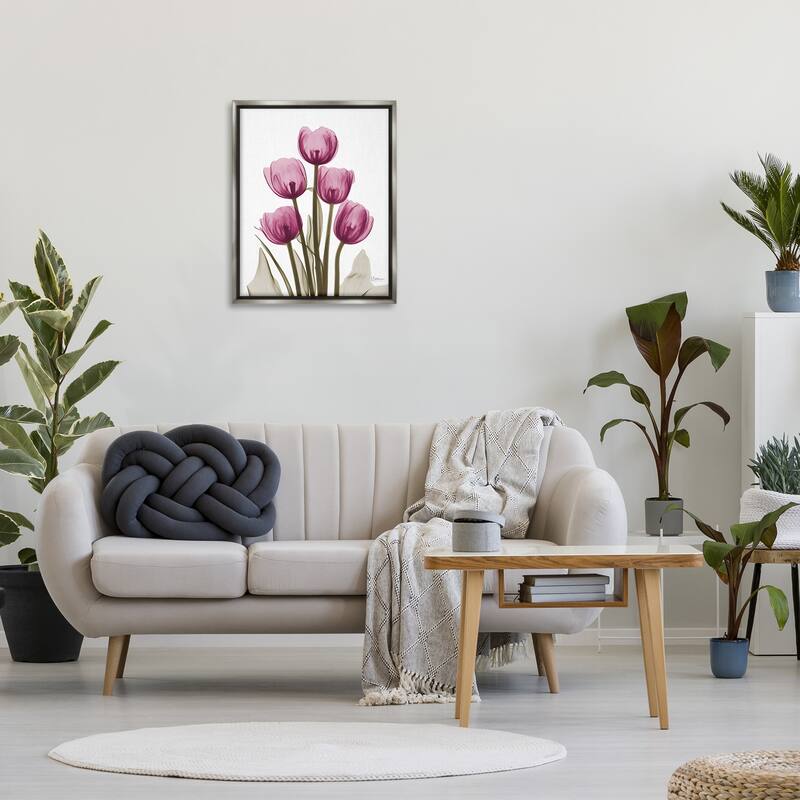 Stupell Pink X-Ray Tulips Framed Floater Canvas Wall Art Design by Albert Koetsier