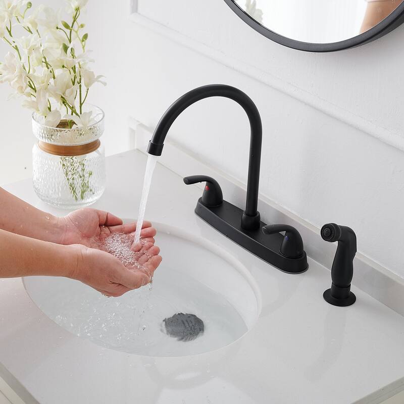 WIZ Two-Handle 4 Holes Kitchen Sink Faucet With Side Sprayer