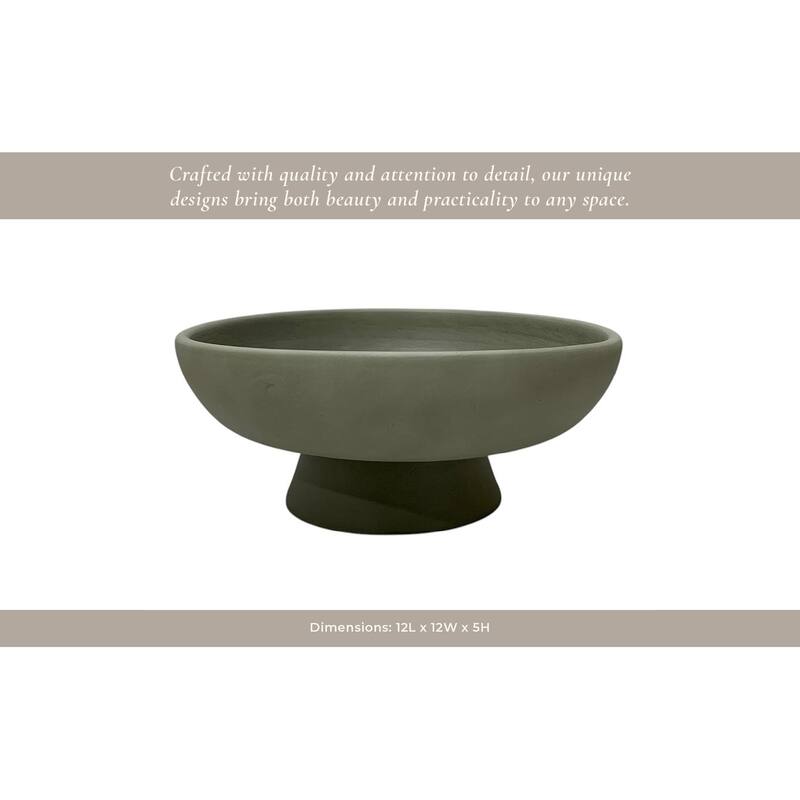 Pottery Terracotta Bowl with Pedestal Base Contemporary Casual Style