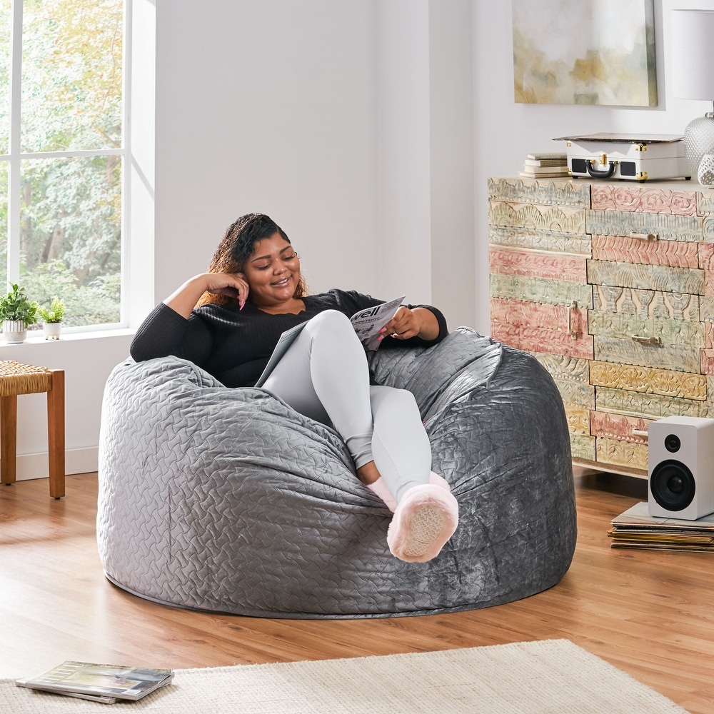 AJD Home Black Bean Bag Lounger Adult Size, Large Bean Bag Chair with  Filler Included, Big Bean Bag Chairs for Adults - On Sale - Bed Bath &  Beyond - 32351401