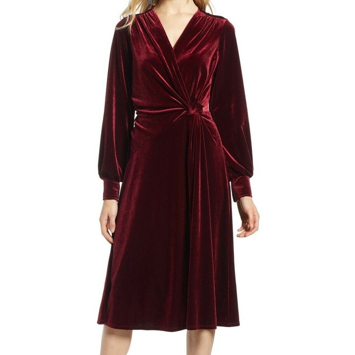 halogen velvet faux wrap dress