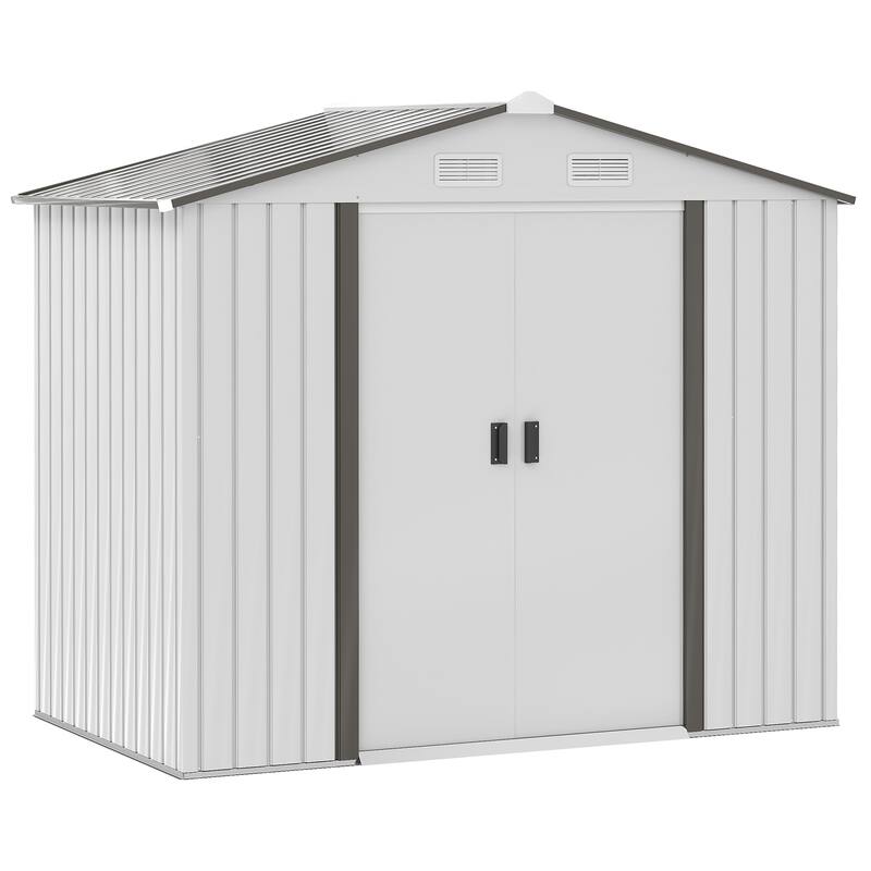 Outsunny 7'x4' Metal Outdoor Shed Organizer & Garden Storage with 4 Vents for Airflow & 2 Easy Sliding Doors