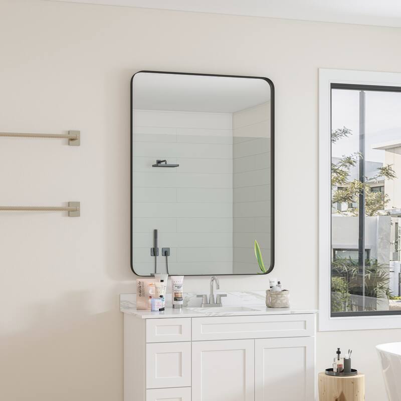 30" * 40" Wall Mounted Black Rectangular Metal Framed Mirror - 40 inches L x 30 inches W x 1.38 inches H