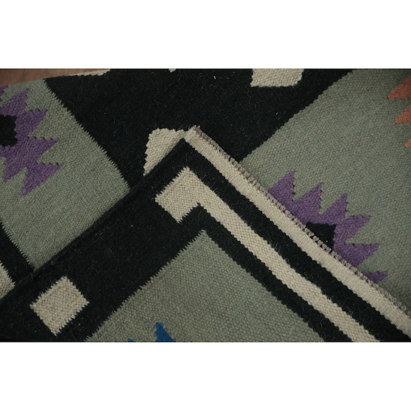 Hand Woven Oriental 100% Wool Carpet Southwestern Tribal Multi-Colored Kilim Area Rug - 10' 0'' X 5' 2''
