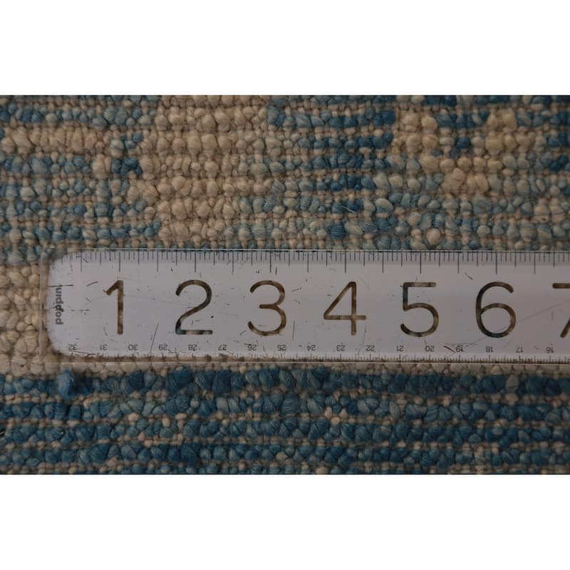 Hand Knotted Oriental 100% Wool Carpet Transitional Geometric Navy Blue & Blues Oushak Runner Rug - 15' 2'' X 2' 10''