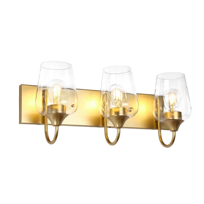 Modern Gold 3-Light Bathroom Vanity Light Designed Glass Wall Sconces - W21.9" * L9.8" * H6.7"