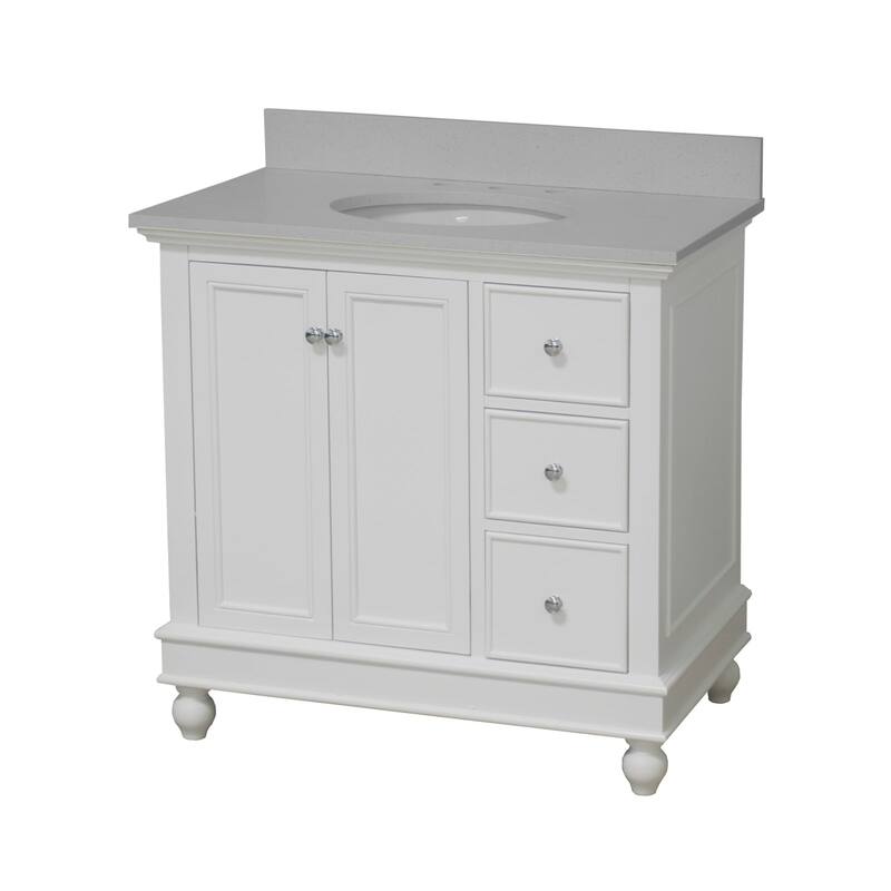 KitchenBathCollection Bella 36" Bathroom Vanity with Quartz Top