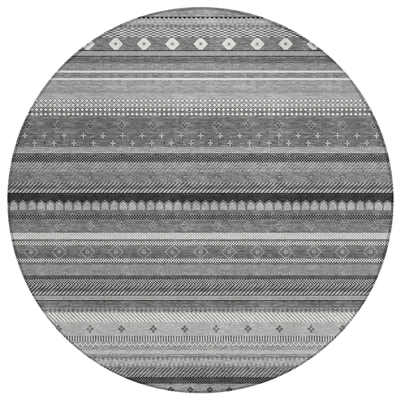 Machine Washable Indoor/Outdoor Boho Stripes Chantille Rug